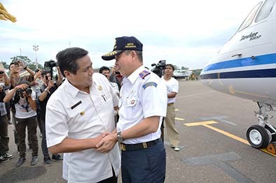 Gubernur menyambut kunjungan Menteri Perhubungan Ignasius Jonan.