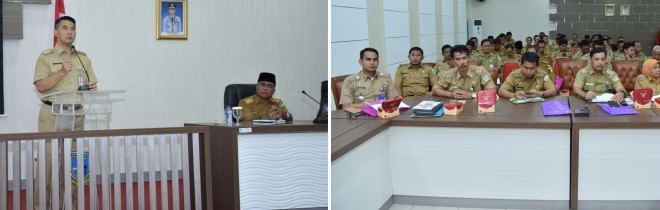 Walikota Jambi H Syarif Fasha membuka secara resmi Rapat Koordinasi Camat dan Lurah Semester I se-Kota Jambi tahun 2017, Selasa (21/3).
