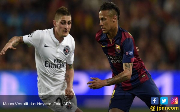 Marco Verratti dan Neymar. Foto/AFP