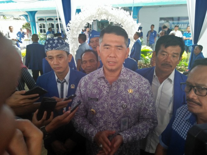 Walikota Jambi Syarif fasha diwawancara usai menghadiri Musdalub PAN Kota Jambi.