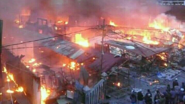 Kondisi Kebakaran di Kota Sungai Penuh, Provinsi Jambi. (foto : Jambi Star/Endang)