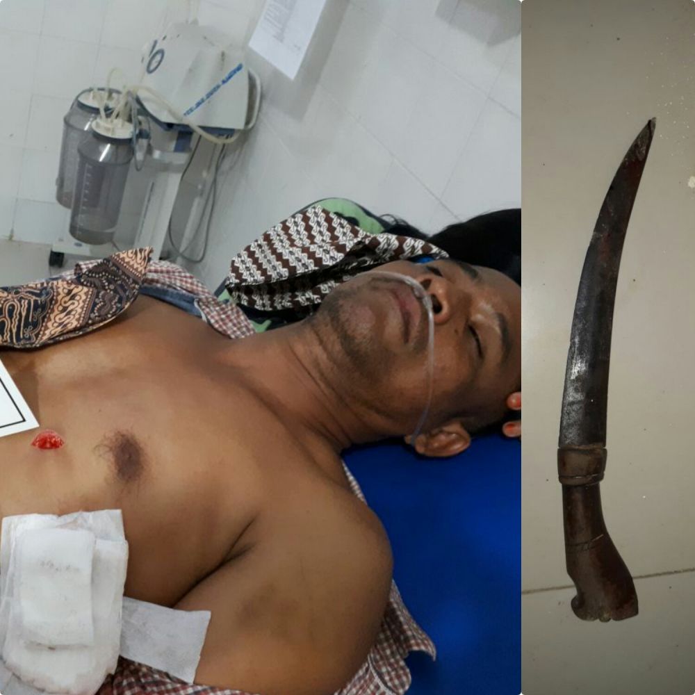 Barang Bukti (BB) dan pelaku M Alek (41) ketika menjalani perawatan intensif yang dijaga ketat oleh polisi. 