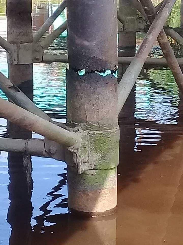 Tiang Jembatan Sugeng yang putus.