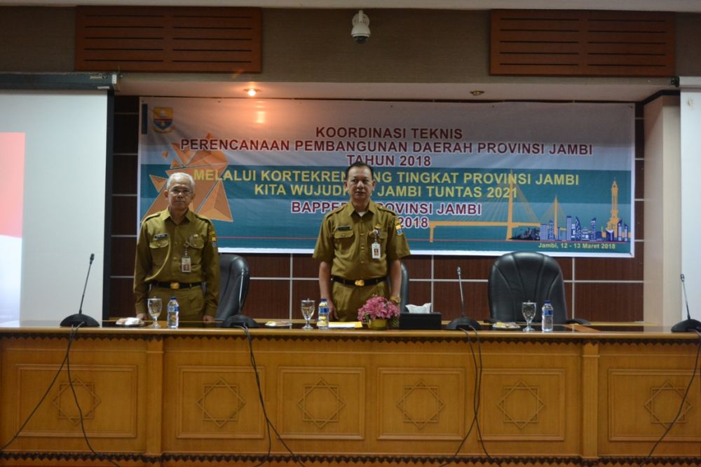 Sekretaris Daerah Provinsi Jambi, M Dianto,membuka rapar kordinasi teknis perencanaan pembangunan Provinsi Jambi 2018, Senin.(12/03/2018).