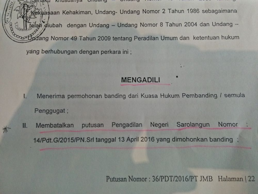 Berkas putusan pengadilan tinggi