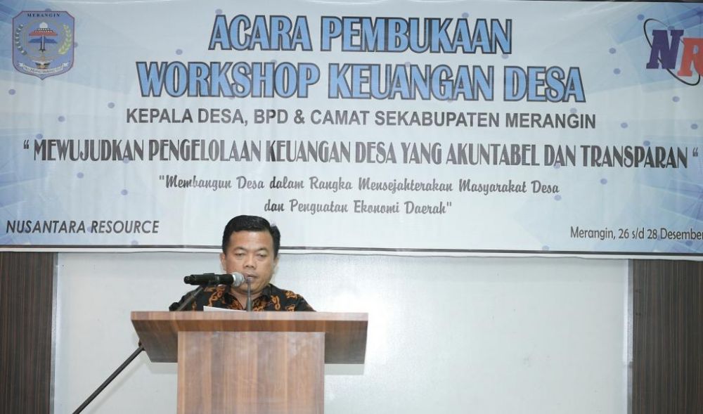 Bupati Merangin Al Haris Sat Membuka Workshop Pengelolaan Dana Desa