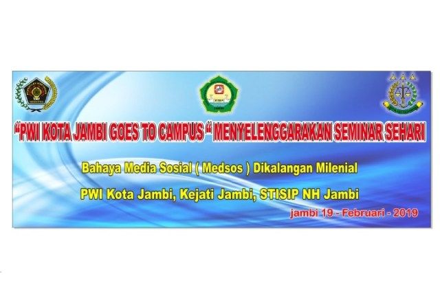 Persatuan Wartawan Indonesia (PWI) Kota Jambi akan menggelar seminar sehari “Goes to Campus”, di Sekolah Tinggi Ilmu Sosial dan Ilmu Politik (STISIP) Nurdin Hamzah, Kota Jambi.
