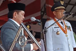 Bupati, H Cek Endra bertindak sebagai Irup dan Tontawi Jauhari pembaca teks proklamsi