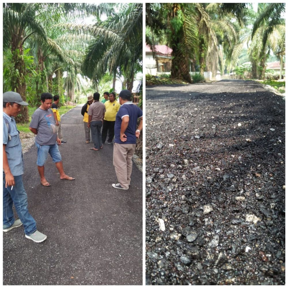 Pengaspalan jalan RT 05 Desa Kampung Baru, Kec. Batang Asam.