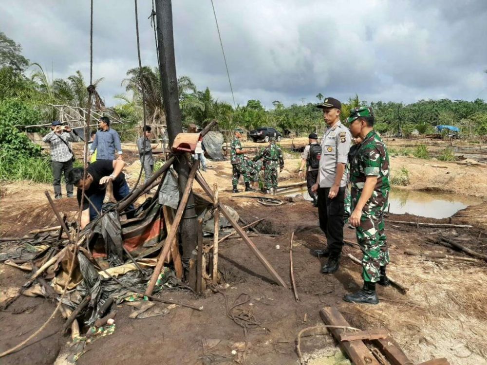 Lokasi ilegal driling di Desa Lubuk Napal, Kabupaten Sarolangun.