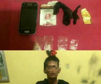 Pembawa sabu beserta BB yang diamankan polisi.