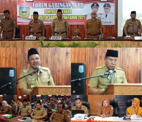 Suasana berlangsungnya pembukaan Forum Gabungan OPD penyusunan RKPD Tahuan 2021 di Bappeda Sarolangun, Senin (9/03), pagi