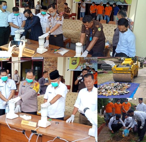 Proses Pemusnahan BB 1,6 Kg sabu dan 632 Botol Miras