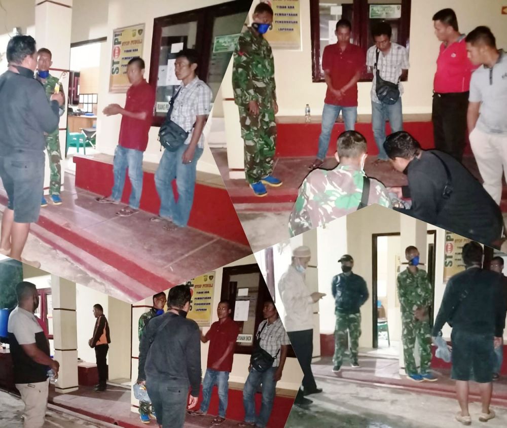 TS menyerahkan diri dengan Babinsa Sungai Abang dan Buser