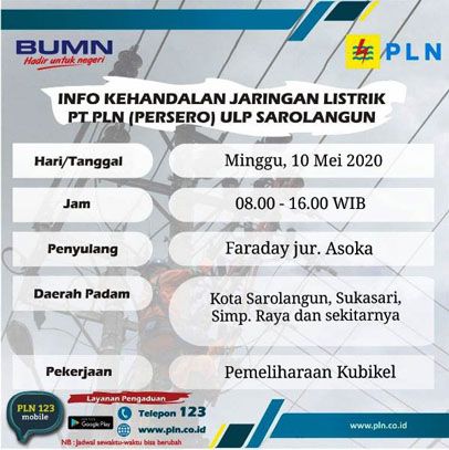Info kehandalan jaringan listrik PT PLN (Persero) ULP Sarolangun 