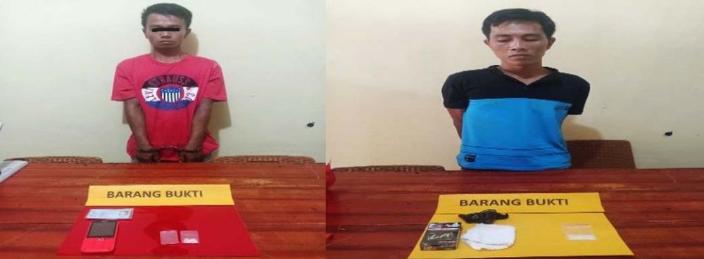 Dua pelaku yang tersandung dengan kasus narkotika ditangkap Tim Opsnal Polres Sarolangun TKP Singkut