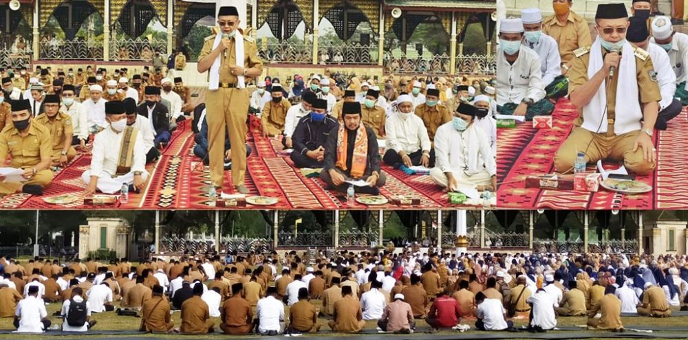 doa istighosah, zikir dan yasin menggema di lapangan Gunung Kembang Pemkab Sarolangun