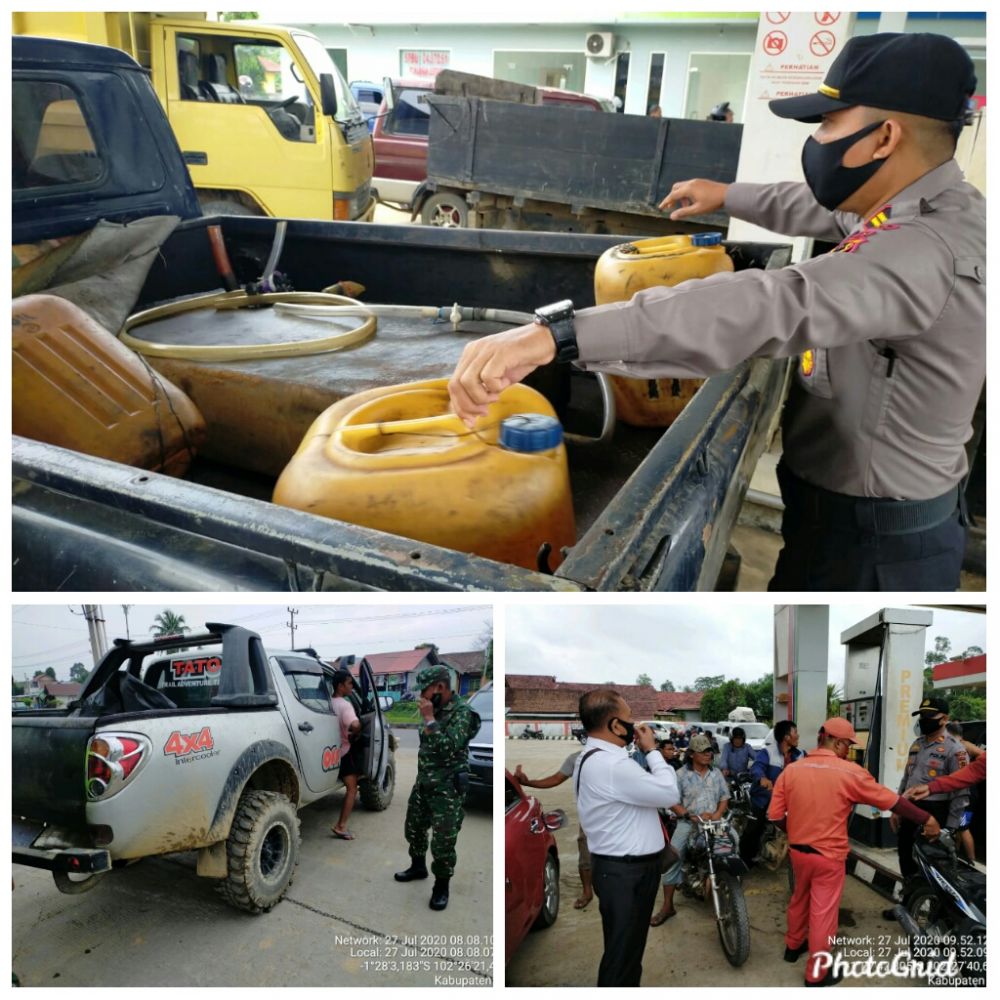 Kapolsek Tebo Tengah saat melakukan razia gabungan di SPBU KM 3 Muaro Tebo