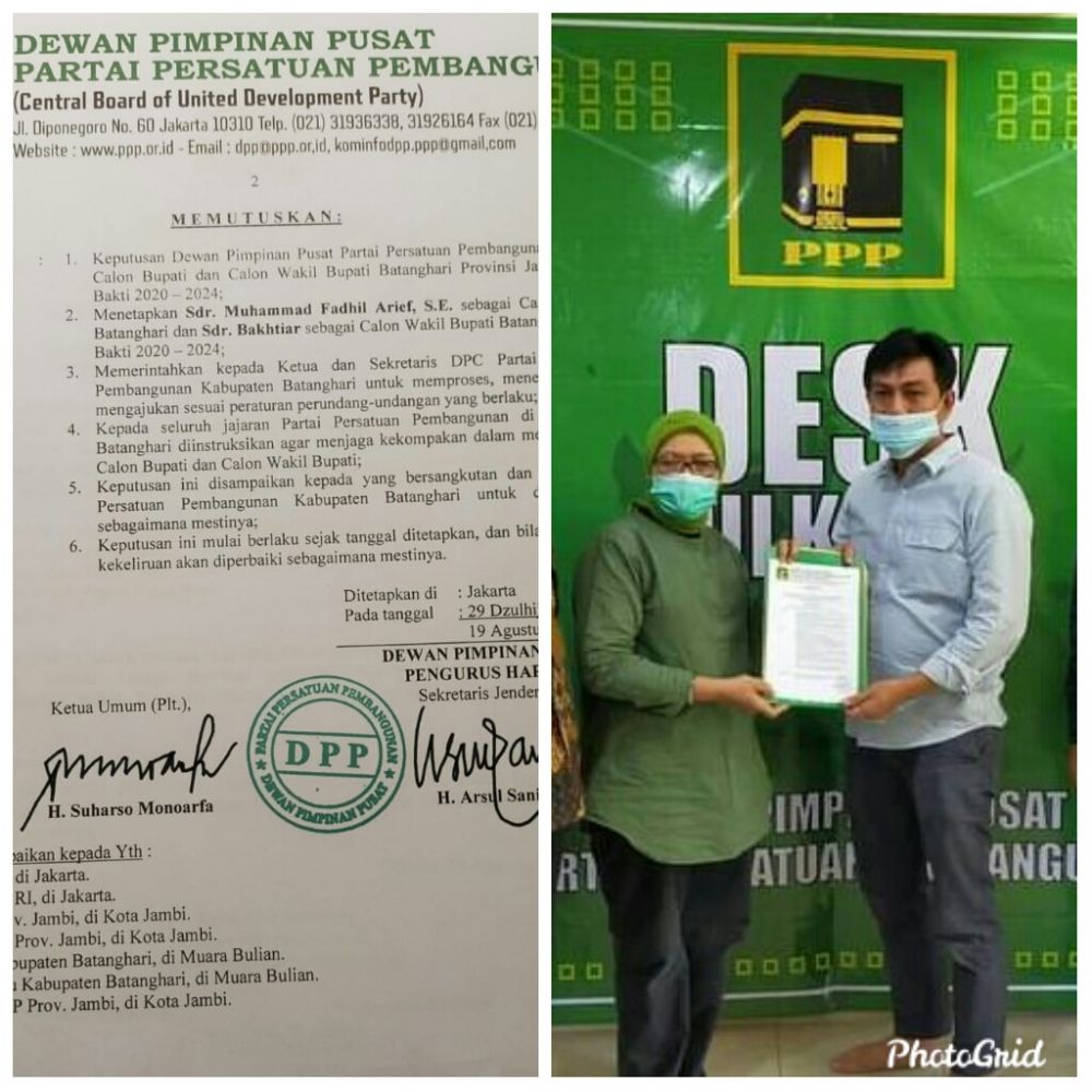 SK Dukungan PPP untuk Fadhil Bakhtiar