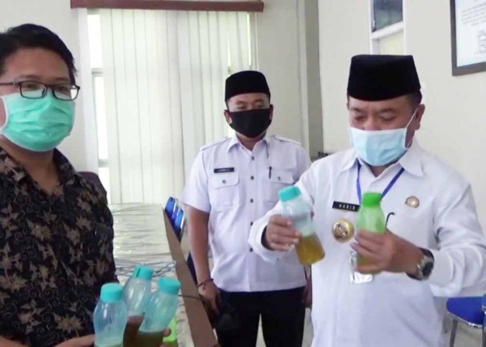 Al Haris menyiapkan ramuan daun  Sungkai