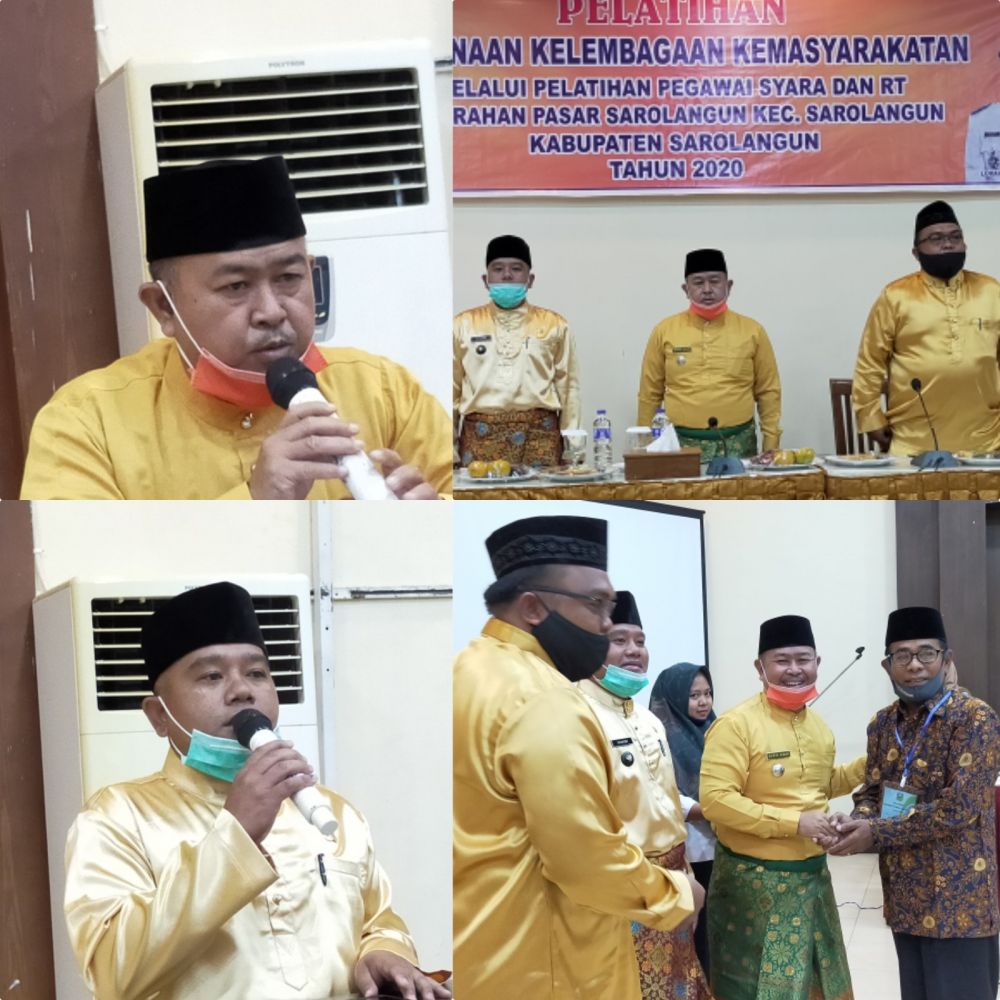 Kelurahan Pasar Sarolangun menggelar Pelatihan Pembinaan Kelembagaan Kemasyarakatan, khususnya bagi para pegawai syarak dan RT 