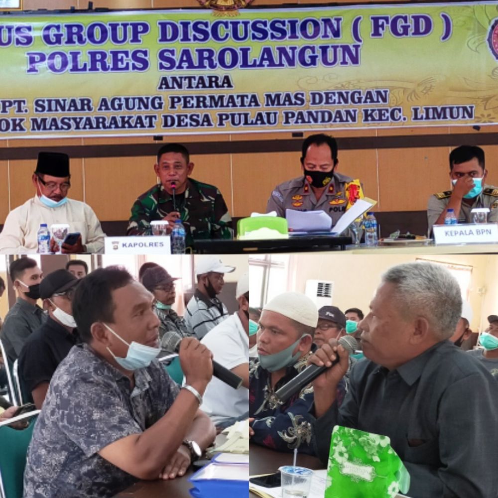 FGD Polres Sarolangun terhadap sengketa antara kelompok masyarakat Pulau Pandan dengan PT SAPM 