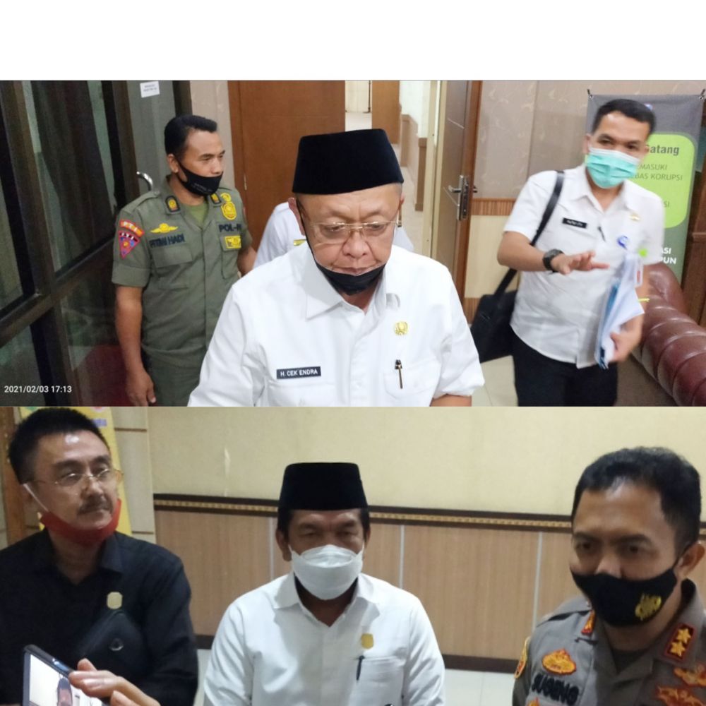 Bupati, H Cek Endra dan Ketua DPRD, Tontawi Jauhari ketika diwawancara 