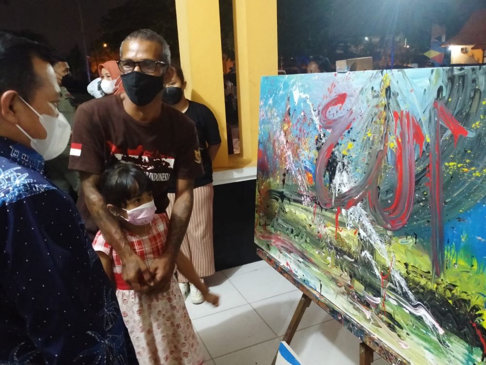 Lukisan Boslan Tobing dikoleksi Gubernur, hasil demo saat pembukaan pameran