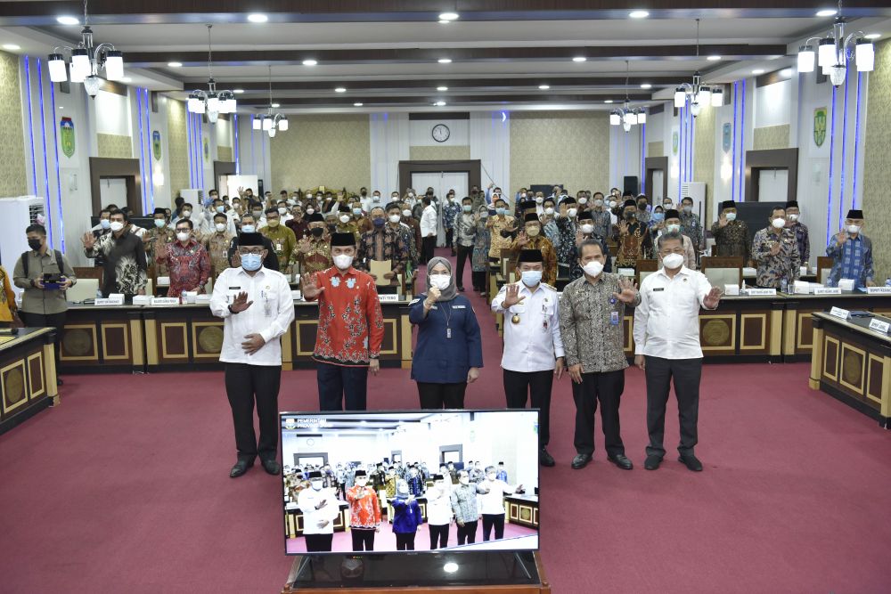Rapat Koordinasi Pemberantasan Korupsi Terintigerasi Pemerintah Daerah Se Provinsi Jambi, yang berlangsung di Ruang Pola Kantor Gubernur Jambi, Rabu (02/03/2022).
