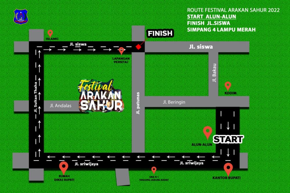 Rute jalan yang dilalui festival Arakan Sahur 