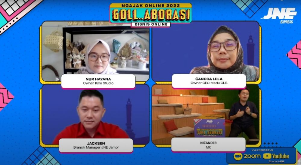 Webinar JNE Ngajak Online 2022 secara virtual guna pemberdayaan UMKM.