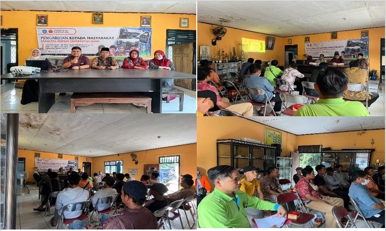Berlangsungnya penyuluhan hukum tentang ganti kerugian hak atas tanah oleh Tim Dosen FH UNJA di Desa Bukit Baling, Kec. Sekernan, Kab. Muaro Jambi