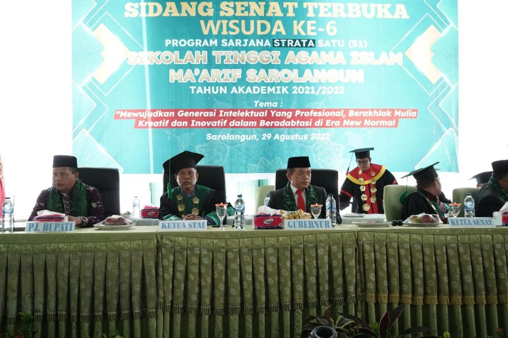 Al Haris Hadir di Sidang Senat Terbuka Wisuda Ke-6 Program Sarjana (S1) STAI MA’arif Sarolangun Tahun 2022, bertempat di Kampus STAI Ma’arif Sarolangun, Senin (29/08/2022).