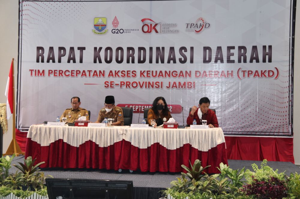 Rapat Koordinasi (Rakor) TPAKD se Provinsi Jambi Tahun 2022, yang berlangsung di Gedung Mahligai Bank Jambi, Senin (05/09/2022).