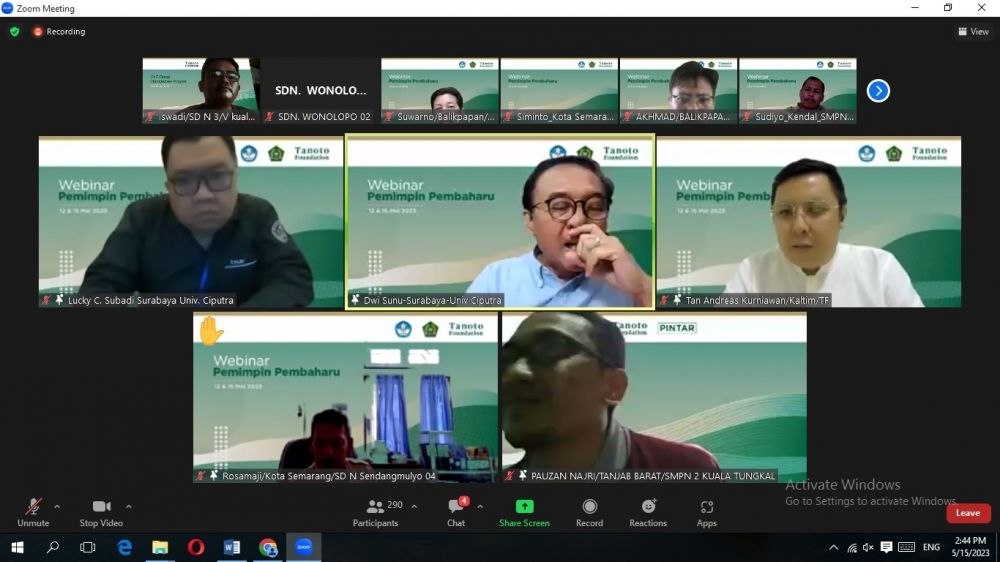 Kick-Off Webinar Kepala Sekolah Inovator secara online diikuti Kepala Sekolah Se-Provinsi Jambi