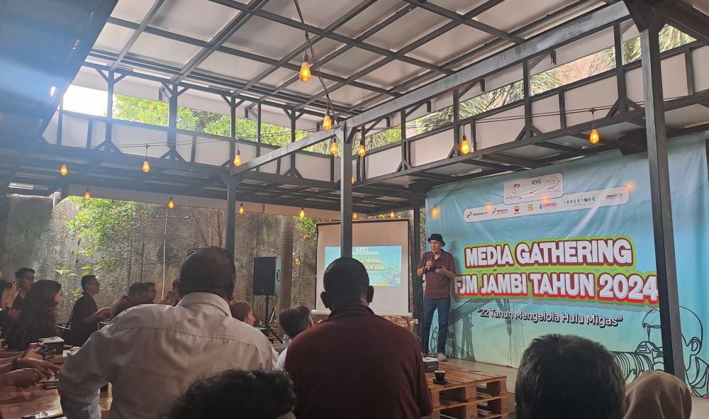 Ketua FJM Jambi, Mursyid Sonsang saat memberikan sambutan 