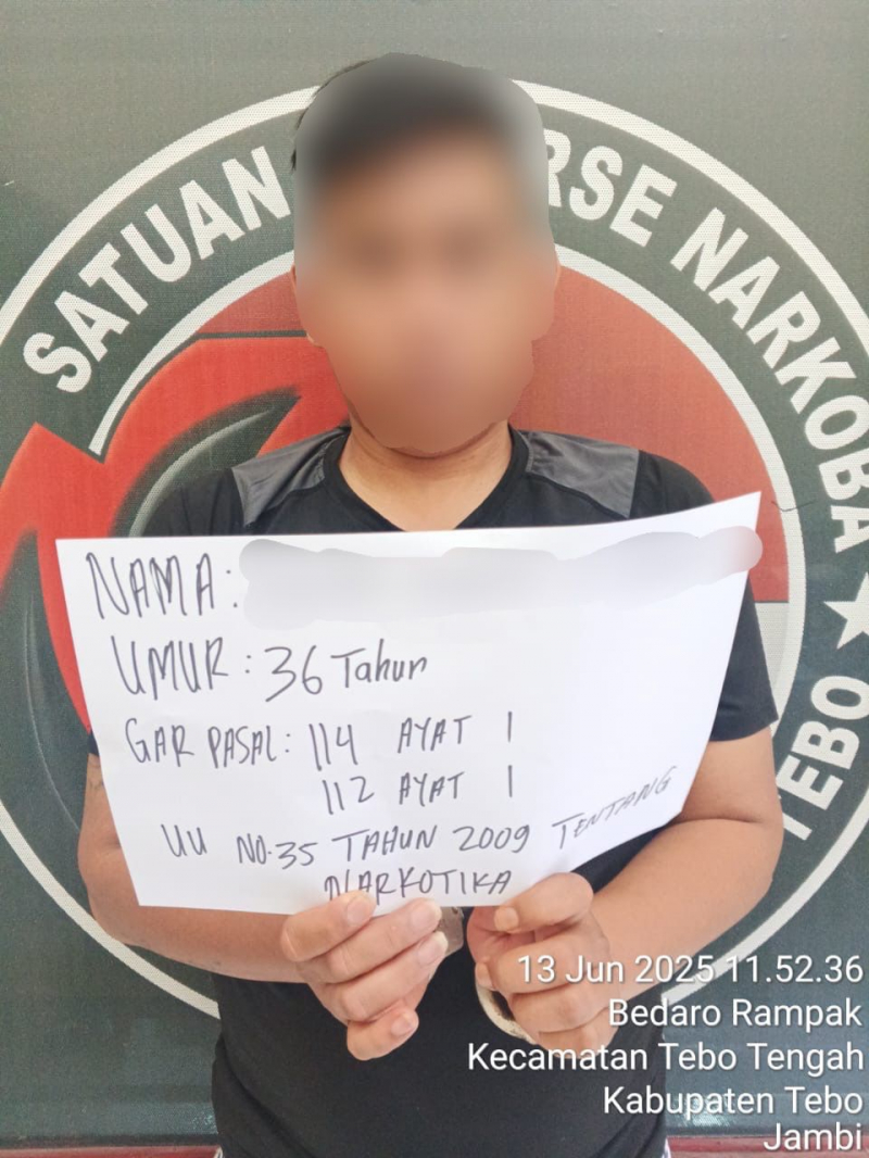 Salah satu bandar narkoba yang berhasil Diciduk Satres Narkoba Polres Tebo