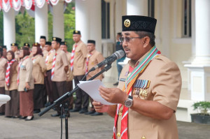 Bupati Anwar Sadat Pimpin Upacara HUT Pramuka ke-64
