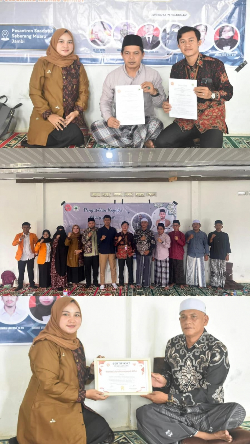 Pengabdian Dosen Prodi PPKn FKIP Universitas Jambi bersama Pondok Pesantren Saadatul Muttaqin Seberang Muaro Jambi.